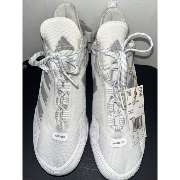 adidas Icon 7 BOOST Baseball Metal Cleats White Silver S23847 Men's Size 7 - Picture 3 of 12
